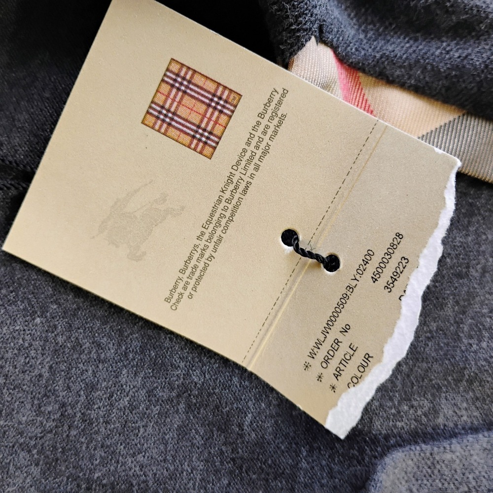 Burberry London Polo Shirt Womens XL Gray Check Trim 3/4 Sleeves Preppy Classic - Picture 6 of 10